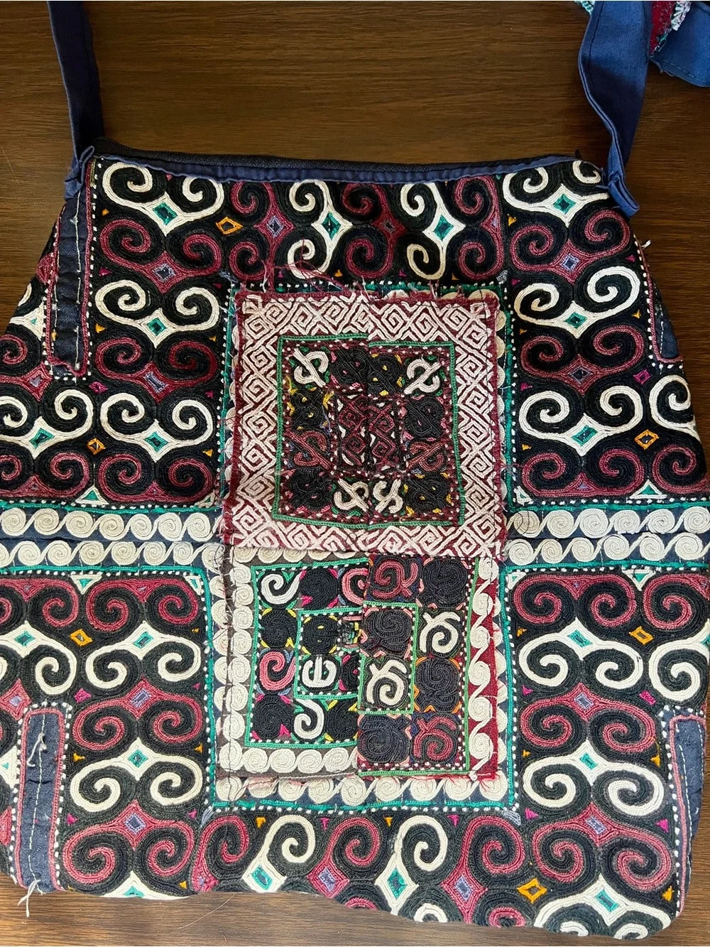 Unbranded Multi-color Cotton Patchwork Embroidered Crossbody Bag